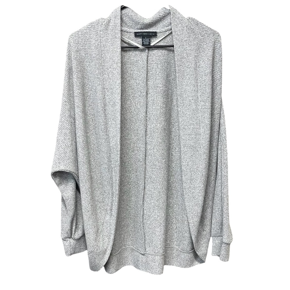 Joan Vass New York Light Gray Knit Bat Wing Cardigan Women’s Size Large - Picture 1 of 5